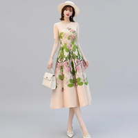 Robe plissée A-line pour femme, style Miyake, prête à être expédiée, haute élasticité, tissée de luxe, imprimé floral, lavable, taille unique
