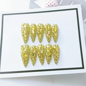 Diseño 100 colección alta calidad 10 Uds Press-On francés cuadrado <span class=keywords><strong>uñas</strong></span> postizas lujo hecho a mano Gel acrílico para dedos arte hecho a mano - Product Image 2