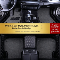 Tapis de sol de voiture sur mesure entièrement enveloppants, double couche, en cuir, avec boucles métalliques, résistants à l'usure, imperméables et antidérapants