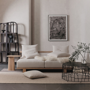Loveseat minimalista de terciopelo para Villa, cómodo sofá interior de madera sin brazos con asiento súper profundo y asiento relleno de esponja - Product Image 3