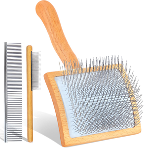 Brosse de toilettage double face en bambou carbonisé avec logo personnalisé pour chats et chiens, peigne anti-puces et brosse à poils pour animaux - Product Image 1