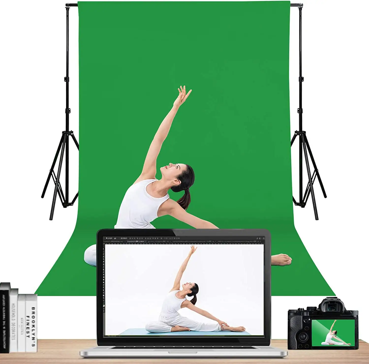 Green Screen Photo Backdrop Green Screen Cloth for Photoshoot Upgraded Polyester Fabric photography background