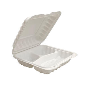 Caja de comida para llevar con 3 compartimentos, biodegradable, apta para microondas, reciclable, para postres y hamburguesas, de MFPP. - Product Image 1