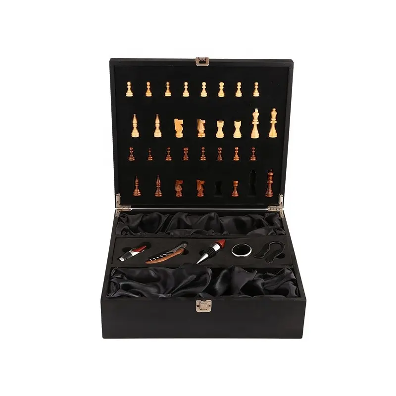 Acessórios de vinho, conjunto de caixa de madeira de luxo com abridor de garrafa de vinho, acessórios para vinho, caixa de madeira