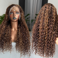 Perruque Full Lace HD 613, 30 pouces, densité 200, Deep Wave, en cheveux vierges brésiliens bruts 613 à cuticules alignées, blonde