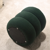 Tabouret ottoman en peluche vert foncé rond personnalisé chaise de maquillage forme cylindre empilé intérieur maison Laisure Pouf