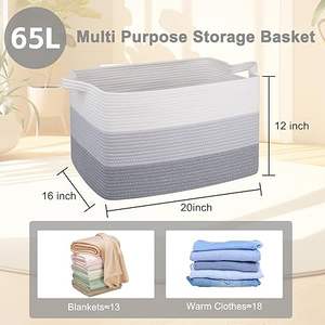 22 "x17" x12 "büyük battaniye sepeti, dikdörtgen dokuma sepetleri depolama için, kreş battaniye sepeti oturma odası, oyuncak kollu sepet - Product Image 2