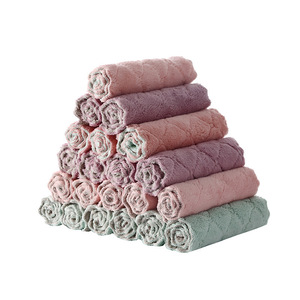 Double Sided Dishcloth Thickened Absorbent Coral Fleece Kitchen Cleaning Cloth For Pots Pans And Countertops - Product Image 4