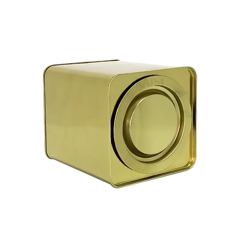 Tin Box Manufacture Rectangular Column Shape Gold Oil Printing Food Coffee Tin for Nuts & Kernels Tea tin Candy with Pry Lid