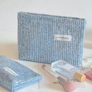 Fashion <b>Large</b> Capacity <b>Cosmetic</b> <b>Bags</b> Sequins with Cotton Evening Clutch Custom Washable Logo Makeup <b>Bag</b> for Women Party Travel - Product Image 1