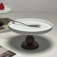 Présentoir à Gâteau Circulaire en Céramique Style Vintage Français, Compatible Micro-ondes, Assiette de Présentation pour Desserts, Cupcakes, Fruits, Mariages et Fêtes, Modèle Chine