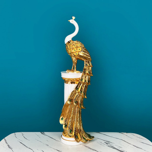 K499 ornement de paon sur pied style européen salon maison décoration animale sculpture artisanat cadeaux de pendaison de crémaillère - Product Image 5