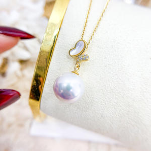 S925 Silver Pendant DIY <b>Butterfly</b> Style Empty Necklace with 9-12mm Round Beads 30779 Pearl Accessories - Product Image 2