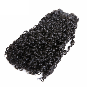 Extensions <span class=keywords><strong>de</strong></span> cheveux humains brésiliens bouclés doublement tirés, personnalisées en gros, type Fumi Pixie <span class=keywords><strong>Rose</strong></span>, tissage à la machine, couleur noir naturel - Product Image 3