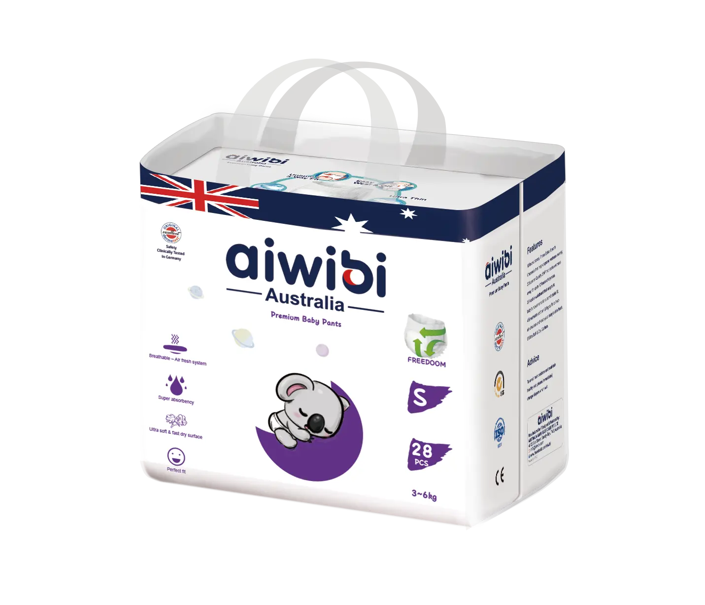 AIWIBIブランド卸売最高品質超薄型超乾燥超薄型家庭用ハッピーベビーおむつパンツベビートレーニングパンツAWB17