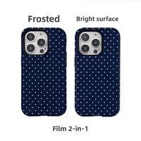 Coque magnétique 2-en-1 anti-chute à motif pois bleus de dessin animé, best-seller transfrontalier, avec découpe précise pour iPhone 15 Pro/16