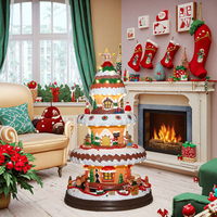 Décorations de Noël en promotion : Arbre de Noël en résine en forme de maison de pain d'épices, décoration artificielle pour la maison, maison de pain d'épices de Noël avec mouvements lumineux LED