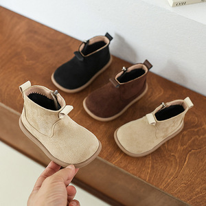 Automne hiver coton pour enfants pour bottes tout match rétro chaud court velours Simple mode garçons filles britannique - Product Image 3