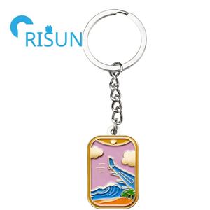 Porte-clés émaillé personnalisé avec vue de fenêtre d'avion Porte-clés mignon dessin animé Kawaii Porte-clés de voyage fenêtre d'avion du ciel en métal - Product Image 2