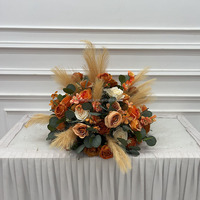 NIKA Décoration de mariage d'automne en extérieur, Bouquet floral orange, Boule de fleurs, Centre de table avec fausse rose en roseau