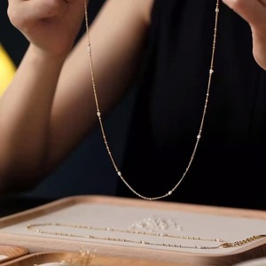 S925 Pure Silver Plated 18K <b>Gold</b> Natural Millet <b>Pearl</b> <b>Necklace</b> for Women Luxury Light Tempered Layered Collarbone Chic Niche - Product Image 2