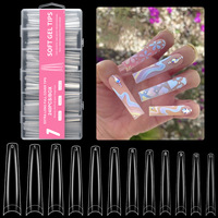 Nouveau lot de 240 pièces XXXL pour nail art, plaques à ongles ultra longues effet tuyau d'eau, patchs à ongles carrés français, amande, ABS transparent, colle pour doigts
