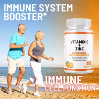 Comprimés de Vitamine C + Zinc OEM, Supplément Antioxydant pour le Système Immunitaire et Nerveux, Vitamines et Minéraux, 120 Comprimés Marque Privée