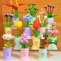 Jouet de construction en forme de fleur éternelle pour enfants, briques compatibles, jouet éducatif à assembler soi-même pour filles, décoration de la maison, cadeau