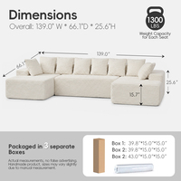 Canapé modulaire sectionnel OEM Cloud Couch, convertible en lit, de luxe, en forme de U, sans armature, compressé, pour appartement, décoration de salon, ODM