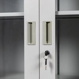 Vitrine à double porte en verre, armoire de rangement pour livres et dossiers, avec étagères réglables et verrouillable - Product Image 6