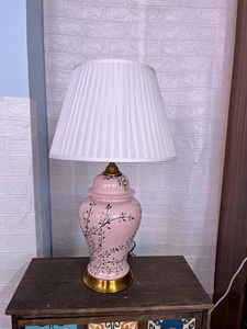 <strong>Tall</strong> Vintage pink Ceramic Ginger Jar Table <strong>Lamp</strong> Embroidery Flower <strong>Lamp</strong> <strong>Shade</strong> - Product Image 2