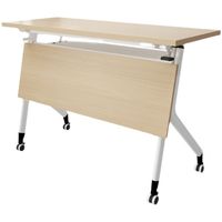 Table de formation pliable en gros avec cadre triangulaire à grain de bois, roues verrouillables pour bureau, salle de classe et conférence