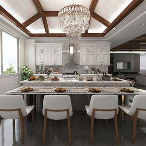 Panneau laqué blanc Bois massif Design moderne Shaker Armoires de cuisine américaines Armoires de cuisine modulaires - Product Image 4