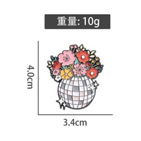 Rétro Disco Pot De Fleur Disco Boule Émail Broche En Métal Broche pour Noël Fête Nationale Halloween Outfit Décoration pour Festive