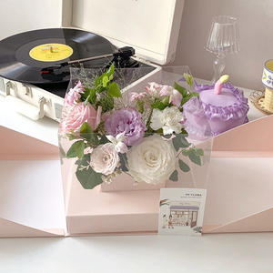 Caja de embalaje de papel para decoración Floral, organizador portátil, ventana abierta, transparente, de cartón, para regalo - Product Image 4