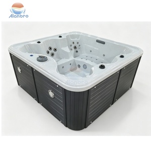 Spa de jardin rectangulaire moderne autoportant de haute qualité pour 6 à 7 personnes avec bain à remous, cascade, hydromassage et drain. - Product Image 6