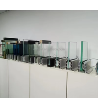 Base de balustrade en aluminium en U pour balcon en verre, sans bras, avec éclairage LED