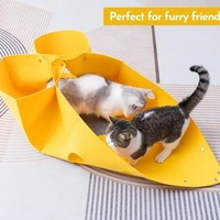 Nid d'hiver pour chats Nouveau Tunnel en soie pliable et déformable Maison pour chat Caverne semi-fermée pour petit carton solide et lavable