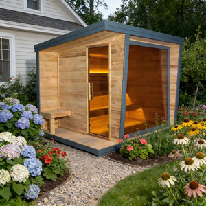 Sauna Exterior en Oferta, Sauna de Vapor Seco de Madera de Abeto para 2-6 Personas, para Bienestar en el Patio Trasero - Product Image 2