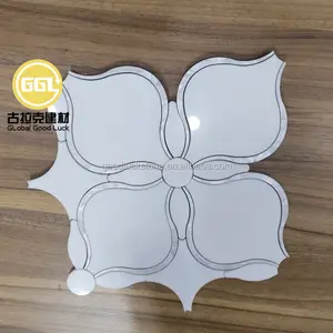 white marble mosaico de concha loseta tile used decoration