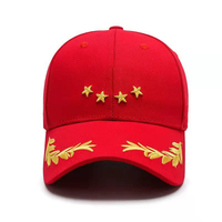 Gorra deportiva de algodón de 5 estrellas y 6 paneles personalizada, gorra de béisbol con bordado de trigo y ala dorada