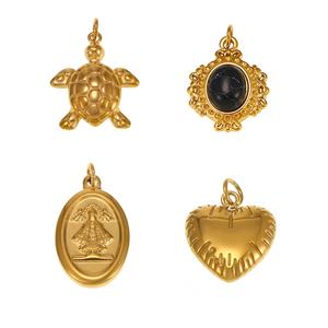 Breloques plaquées or tendance pour la fabrication de bijoux, pendentifs en acier inoxydable étanches, accessoires de bijouterie - Product Image 3