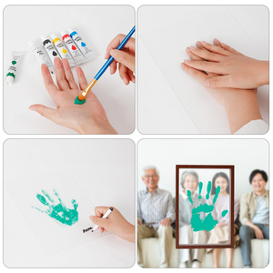Kit d'empreintes de <span class=keywords><strong>mains</strong></span> de <span class=keywords><strong>famille</strong></span>, art DIY, impression sur <span class=keywords><strong>cadre</strong></span> en bois avec 6 couleurs de peinture, 1 pinceau, fait main par la <span class=keywords><strong>famille</strong></span> - Product Image 5