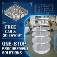 Direct d'usine 360 °   Étagère de présentation cosmétique ronde en métal pour magasin de détail, système de gondole pour boutique de beauté