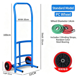 1. Chariot industriel à roues pour bouteilles de gaz, chariot de transport en acier pour bouteilles avec roues à frein et sangle de sécurité pour acétylène et propane - Product Image 6