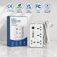 Station de charge rapide de bureau 2500W avec 4 prises universelles CA en cuivre, 1 port Type-C et 3 ports USB, prise UE pour la maison et le bureau