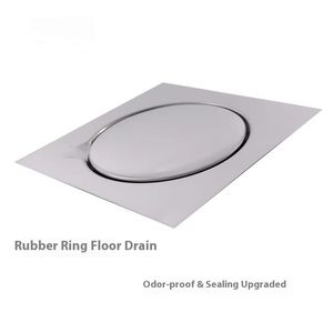 モダンデザインステンレス鋼201平方床排水ゴムリング15x 15cm研磨表面用ホテル浴室脱臭 - Product Image 5