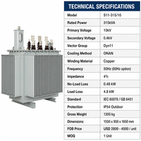 Wanbo-428 Wanbo S11 315kVA 3 Faz Yağlı Tip Güç Trafosu 10kV 0.4kV Dağıtım İçin