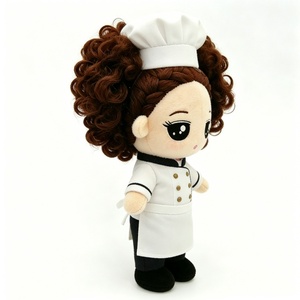 Customized Curly Hair Chef Girl Plush Doll, Cute Female Chef Stuffed Toy with White Uniform & <b>Apron</b>, Anime-Style Chef Ch - Product Image 5