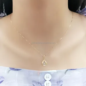 Thiết Kế Mới 18K Bất Vàng Vòng Cổ Trang Sức Bán Buôn Dancing Kim Cương Water Drop Shaped Pendant Necklace